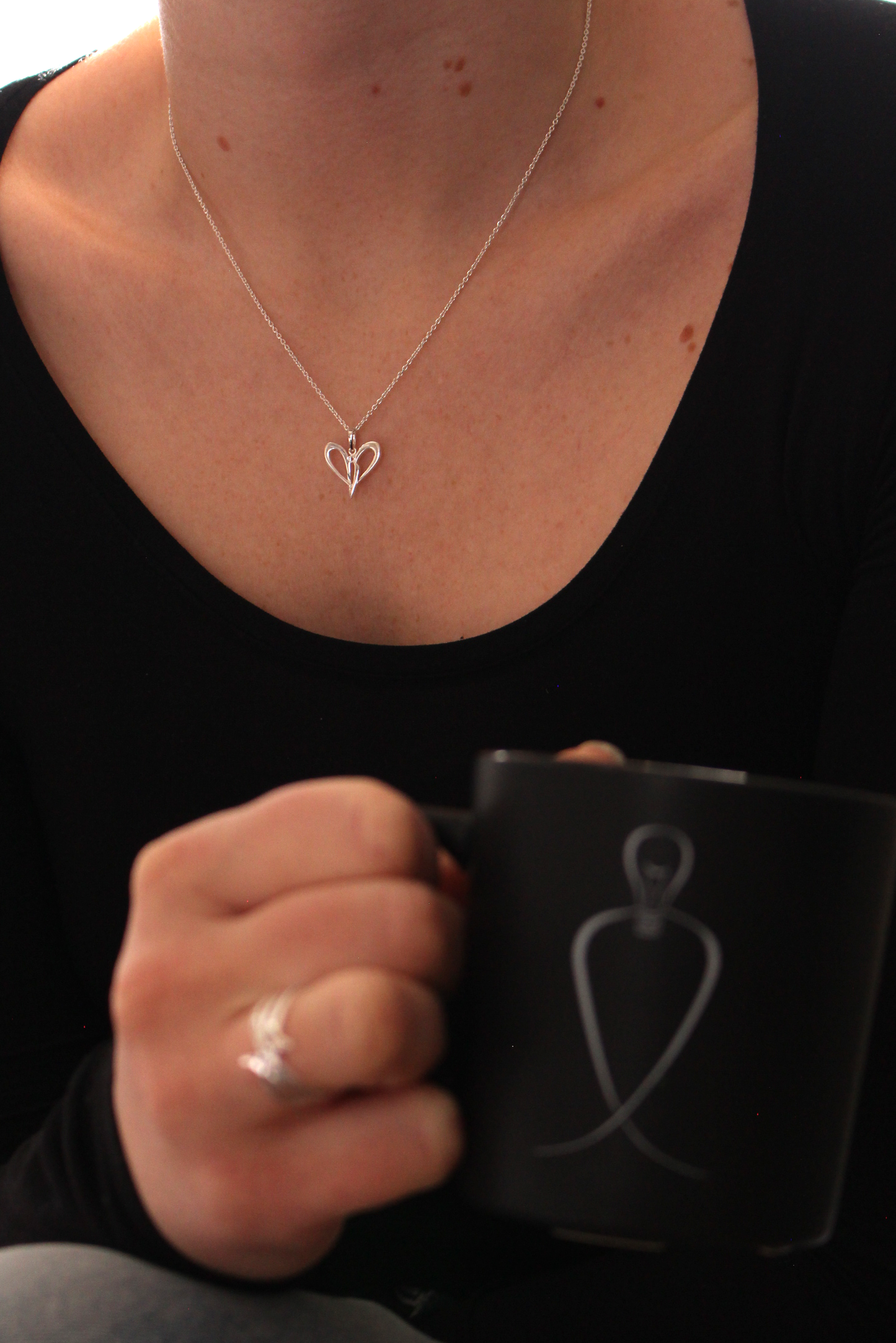 Hjerteengel vedhæng i sterling sølv